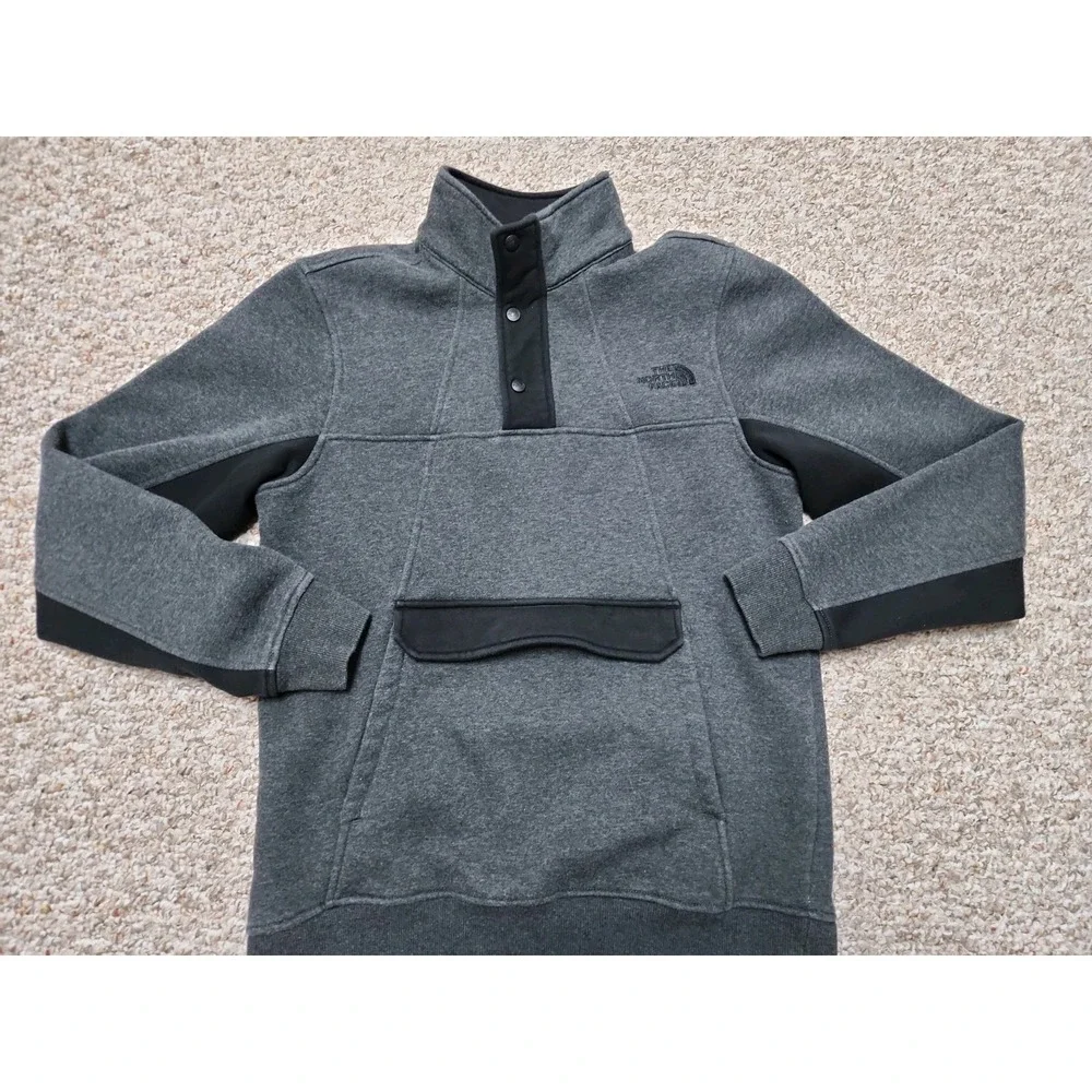 The North Face Men's Alphabet City Fleece Pullover M Charcoal Colorblock 3 Snaps